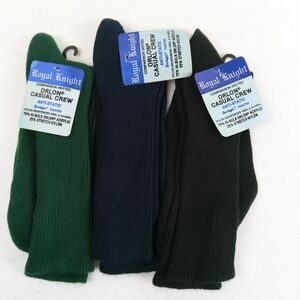 Vintage Royal Knight Men's Casual Crew Socks - Green, Blue, Black Size 10-13